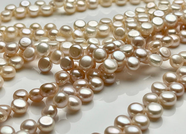 Natural Light Pink Round Button Freshwater Pearl Size 6.5-7 mm, Genuine Freshwater Pearl, Light pink Top Drilled Freshwater Pearls #38