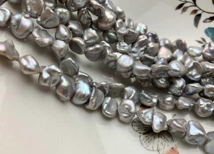 10-12 mm AA Gray Color Keshi Nugget Freshwater Pearl Beads Center Drilled Keshi Pearls Genuine Keshi Nugget Pearls 46 Beads #P1792