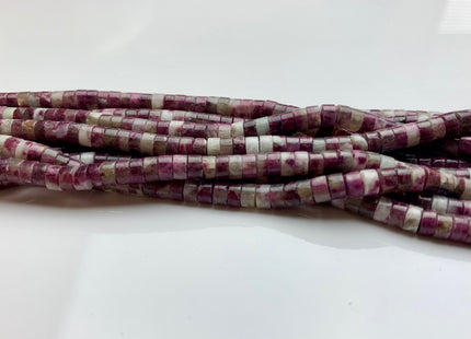 2x4mm Natural Plum Blossom Color Tourmaline Heishi Rondelle Shape Genuine Tourmaline Discs Gemstone Loose Beads 15.5 Inches Strand #3803