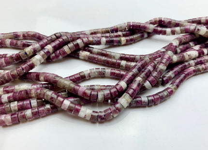 2x4mm Natural Plum Blossom Color Tourmaline Heishi Rondelle Shape Genuine Tourmaline Discs Gemstone Loose Beads 15.5 Inches Strand #3803