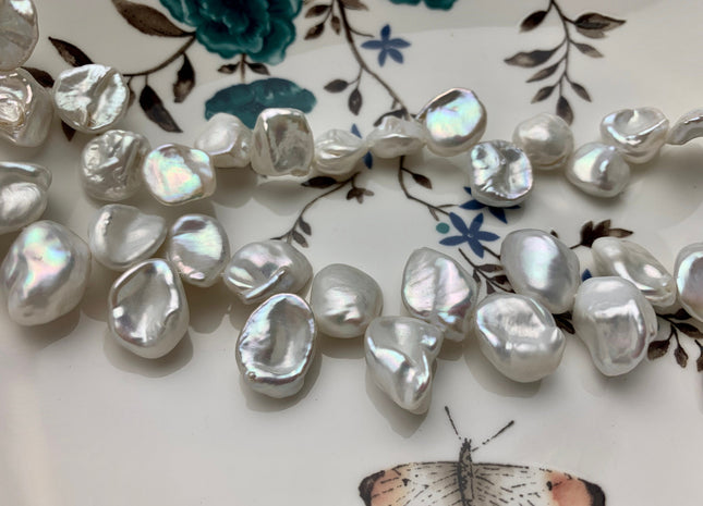 12-15 mm AAA Natural White Keshi Freshwater Pearls Top Drilled Keishi Pearl Beads High Luster Quality Cornflake Keshi Pearls #P1796