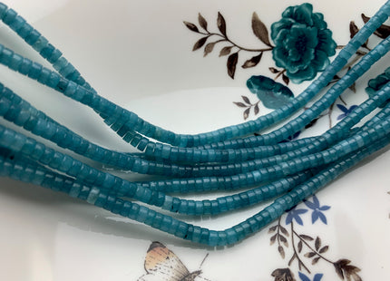 2x4mm Aquamarine Color Jade Gemstone Heishi Rondelle Shape Discs Aquamarine Color Gemstone Loose Beads 15.5 Inches Strand #3808