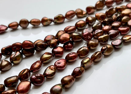 7-8x10 mm AA High Luster Limited Edition Mixed Orange Pink And Brown Keshi Rice Nugget Freshwater Pearl Beads Genuine Pearl #P1780