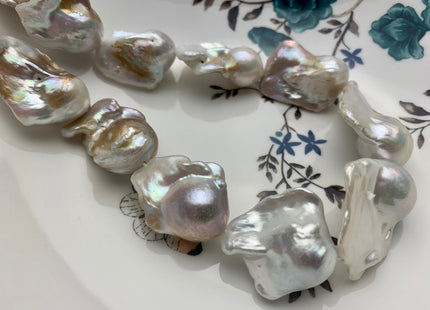 18x26-35 mm AAA Natural White Mauve Pink And Champagne Color Baroque Pearl Bead Genuine Natural Color Jumbo Baroque Flame Ball Pearls #P1804