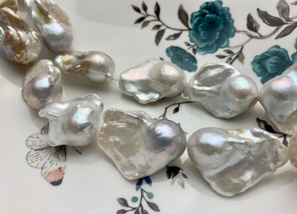 18x26-35 mm AAA Natural White Mauve Pink And Champagne Color Baroque Pearl Bead Genuine Natural Color Jumbo Baroque Flame Ball Pearls #P1804