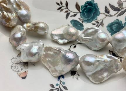 18x26-35 mm AAA Natural White Mauve Pink And Champagne Color Baroque Pearl Bead Genuine Natural Color Jumbo Baroque Flame Ball Pearls #P1804