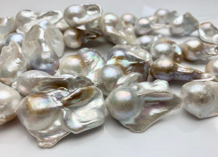 18x26-35 mm AAA Natural White Mauve Pink And Champagne Color Baroque Pearl Bead Genuine Natural Color Jumbo Baroque Flame Ball Pearls #P1804