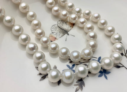 18/20/22/24/26/28 Inches Hand Knotted 9-9.5mm AAAA Freshwater Pearl Necklace Genuine White Round Edison Akoya Quality Pearl #P1805