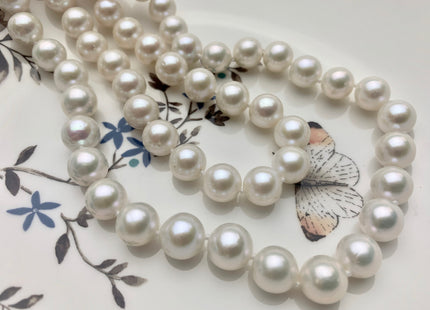 18/20/22/24/26/28 Inches Hand Knotted 9-9.5mm AAAA Freshwater Pearl Necklace Genuine White Round Edison Akoya Quality Pearl #P1805