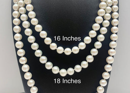 18/20/22/24/26/28 Inches Hand Knotted 9-9.5mm AAAA Freshwater Pearl Necklace Genuine White Round Edison Akoya Quality Pearl #P1805