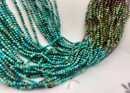 2mm 3mm AAA Faceted Round Tiny Africa Turquoise Gemstone Beads Brown Green Tiny Turquoise Loose Beads 15.5 Inches Strand #3811