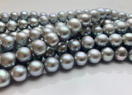 10-11 mm AA Gray Color Semi Round Freshwater Pearl Beads Genuine High Luster Silver Gray Color Cultured Freshwater Pearls 42 Pieces #P1807