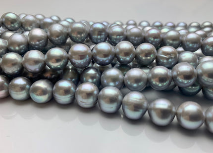 10-11 mm AA Gray Color Semi Round Freshwater Pearl Beads Genuine High Luster Silver Gray Color Cultured Freshwater Pearls 42 Pieces #P1807