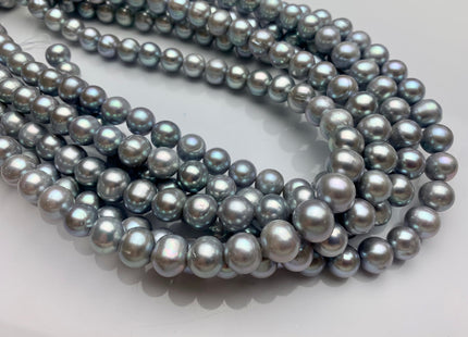 10-11 mm AA Gray Color Semi Round Freshwater Pearl Beads Genuine High Luster Silver Gray Color Cultured Freshwater Pearls 42 Pieces #P1807