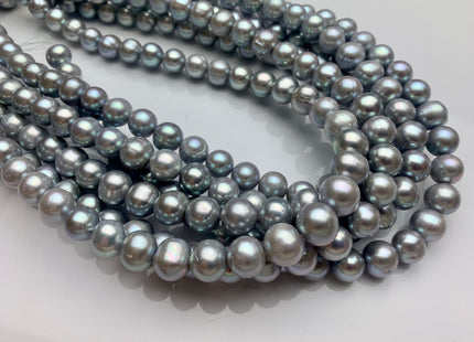 10-11 mm AA Gray Color Semi Round Freshwater Pearl Beads Genuine High Luster Silver Gray Color Cultured Freshwater Pearls 42 Beads #P1807