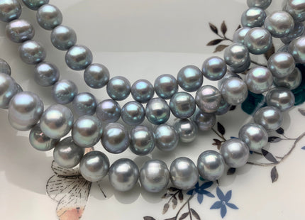 10-11 mm AA Gray Color Semi Round Freshwater Pearl Beads Genuine High Luster Silver Gray Color Cultured Freshwater Pearls 42 Pieces #P1807