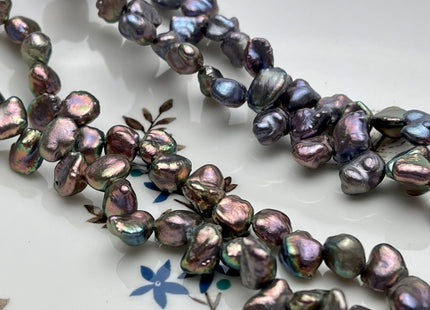 7x8-10mm AA Very Rare Blue Purple Peacock Top Drilled Keshi Freshwater Pearl Beads Genuine Freshwater Keshi Nugget Pearls #P1809