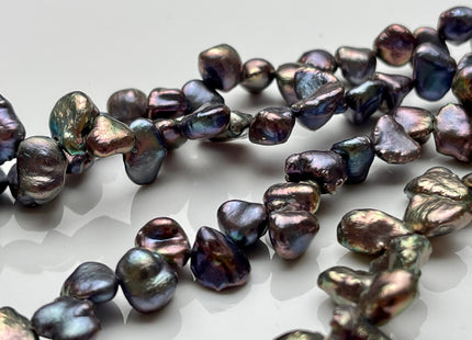 7x8-10mm AA Very Rare Blue Purple Peacock Top Drilled Keshi Freshwater Pearl Beads Genuine Freshwater Keshi Nugget Pearls #P1809