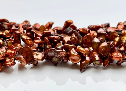8x16-18 mm AA Double Keishi Top Drilled Orange Copper Brown Color Freshwater Pearls Genuine High Luster Keishi Freshwater Pearls #P1813