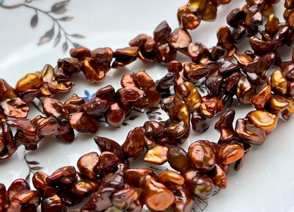 8x16-18 mm AA Double Keishi Top Drilled Orange Copper Brown Color Freshwater Pearls Genuine High Luster Keishi Freshwater Pearls #P1813