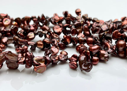 8-10x15-20mm AA Double Keshi Dark Orange Copper Brown Color Freshwater Pearls Genuine High Luster Keshi Freshwater Pearls #P1814