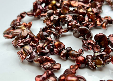 8-10x15-20mm AA Double Keshi Dark Orange Copper Brown Color Freshwater Pearls Genuine High Luster Keshi Freshwater Pearls #P1814