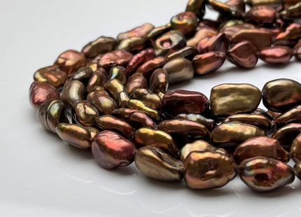 9-10x13-15 mm AAA High Luster Limited Edition Mixed Orange Pink And Brown Keshi Rice Nugget Freshwater Pearl Beads Genuine Pearl #P1783