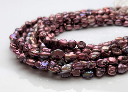 6-7x8-12mm High Luster Limited Edition Champagne Purple Keshi Rice Nugget Freshwater Pearl Beads Genuine Keshi Pearl #P1779