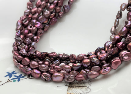 6-7x8-12mm High Luster Limited Edition Champagne Purple Keshi Rice Nugget Freshwater Pearl Beads Genuine Keshi Pearl #P1779
