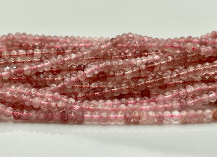 2.5x4 mm AAA Natural Color Faceted Rondelle Strawberry Quartz Gemstone Beads Top Quality Micro Faceted Quartz Gemstone Loose Beads # 2453