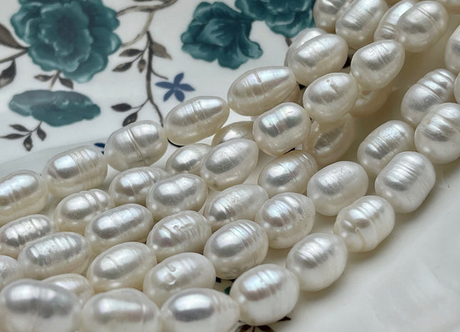 9-10x11-20 mm Natural White Long Oval/Rice Freshwater Pearl Genuine Long Oval Quality Natural Freshwater Pearls #P1786