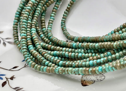 2x4 mm Smooth Rondelle Shape Turquoise Beads Green Brown Color Gemstone Loose Beads #3799