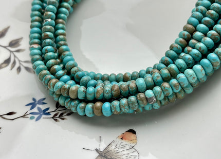 3.5x6 mm Smooth Rondelle Shape Turquoise Gemstone Beads #3798