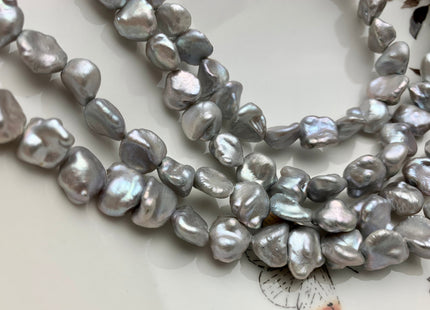 10-12 mm AA Gray Color Keshi Nugget Freshwater Pearl Beads Center Drilled Keshi Pearls Genuine Keshi Nugget Pearls 46 Beads #P1792