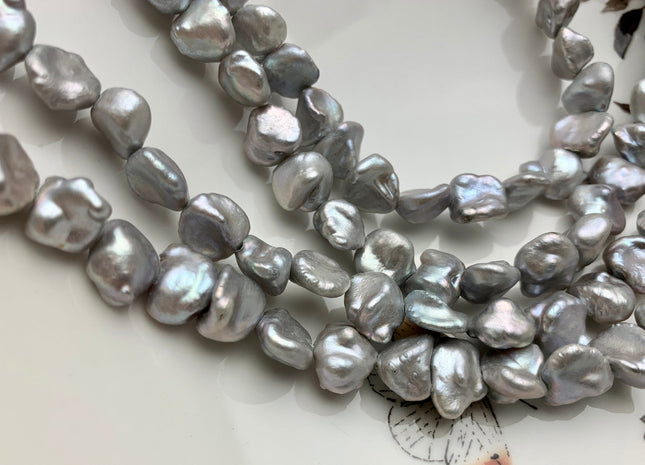 10-12 mm AA Gray Color Keshi Nugget Freshwater Pearl Beads Center Drilled Keshi Pearls Genuine Keshi Nugget Pearls 46 Beads #P1792
