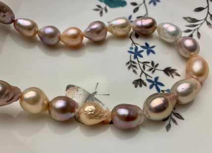 10x14-11x15mm AAAA Graduated Natural Multi Pink Freshwater Baroque/Edison Pearl Limited Edition Irregular Shape Genuine Edison Pearl #1037