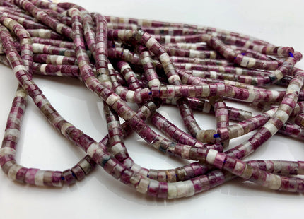 2x4mm Natural Plum Blossom Color Tourmaline Heishi Rondelle Shape Genuine Tourmaline Discs Gemstone Loose Beads 15.5 Inches Strand #3803