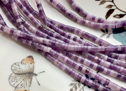 2x4mm Natural Multi Purple Color Lepidolite Heishi Rondelle Shape Genuine Lepidolite Discs Gemstone Loose Beads 15.5 Inches Strand #3807