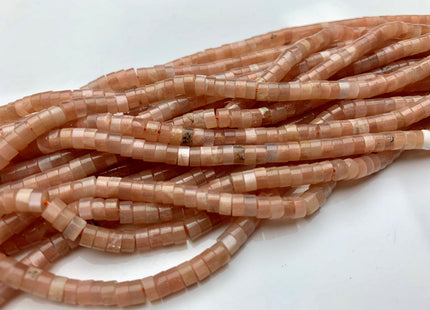 2x4mm Natural Multi Peach Color Sunstone Heishi Rondelle Shape Genuine Sunstone Discs Gemstone Loose Beads 15.5 Inches Strand #3805