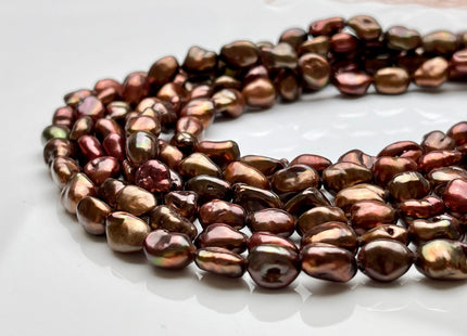 7-8x10 mm AA High Luster Limited Edition Mixed Orange Pink And Brown Keshi Rice Nugget Freshwater Pearl Beads Genuine Pearl #P1780
