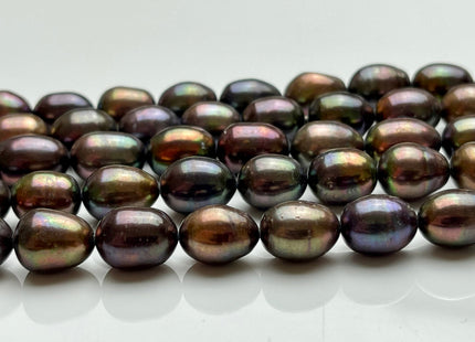 9-10x11-12 mm AA Purple Brown Peacock Color Freshwater Pearls Rice/Oval Shape Pearl Beads Genuine Iridescent Peacock Pearls #P1801
