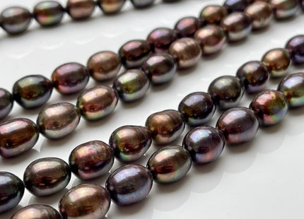 9-10x11-12 mm AA Purple Brown Peacock Color Freshwater Pearls Rice/Oval Shape Pearl Beads Genuine Iridescent Peacock Pearls #P1801