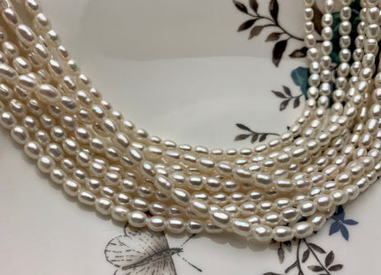 4x6 mm AAA Large Hole Rice Oval Freshwater Pearl Hole Size 1.0mm Genuine High Luster Natural White Small Tiny Rice Pearl #P1817