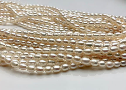 4x6 mm AAA Large Hole Rice Oval Freshwater Pearl Hole Size 1.0mm Genuine High Luster Natural White Small Tiny Rice Pearl #P1817