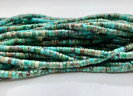 4 mm 100% All Natural Turquoise Heishi Rondelle Shape Genuine Rare Natural Color Turquoise Gemstones Loose Beads 15.5 Inches Strand #3815