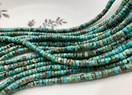 4 mm 100% All Natural Turquoise Heishi Rondelle Shape Genuine Rare Natural Color Turquoise Gemstones Loose Beads 15.5 Inches Strand #3815