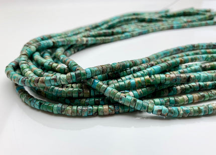 4 mm 100% All Natural Turquoise Heishi Rondelle Shape Genuine Rare Natural Color Turquoise Gemstones Loose Beads 15.5 Inches Strand #3815