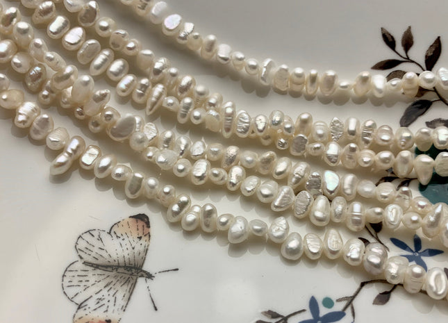 4-5x6-7 mm Natural White Potato Nugget Freshwater Pearl Beads Genuine Freshwater Pearls Tiny White Nugget Cultured Seed Pearl Beads #P1639