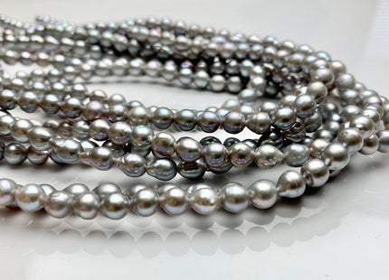 5-6 mm AAAA Silver Gray Color High Luster Baby Edison Baroque Freshwater Pearl Beads Genuine Potato Shape Small Edison Pearls #P1821