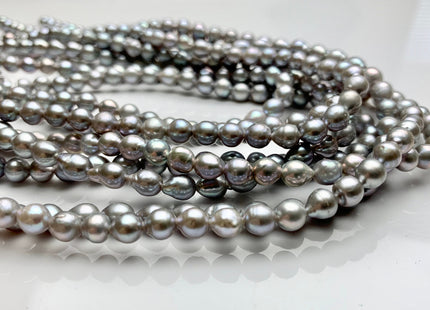 5-6 mm AAAA Silver Gray Color High Luster Baby Edison Baroque Freshwater Pearl Beads Genuine Potato Shape Small Edison Pearls #P1821